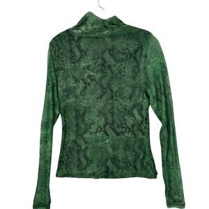 BCBGeneration Snakeskin Mesh Top NEW Womens Medium Green Lined Stretch